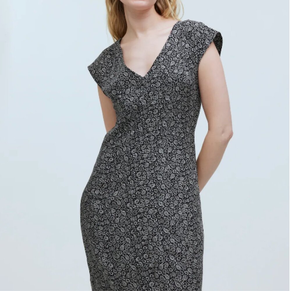 BNWOT MADEWELL Cap-Sleeve V-Neck Midi Dress